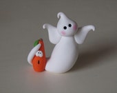 Polymer Clay Halloween Ghost and Pumpkin