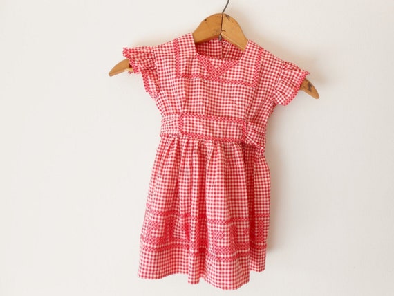 Vintage girls red gingham dress from Rams Girl Design