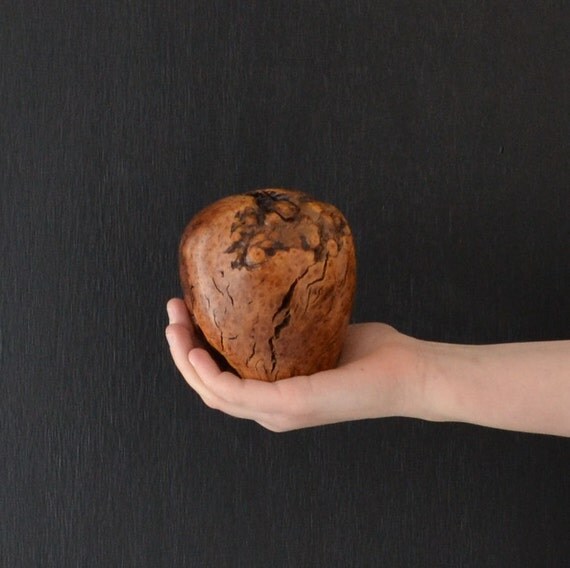 Burl Wood Apple Carved Apple Figurine Paperweight