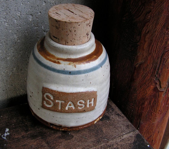 70s STASH Bowl Pottery Marijuana Storage Bowl Handcrafted