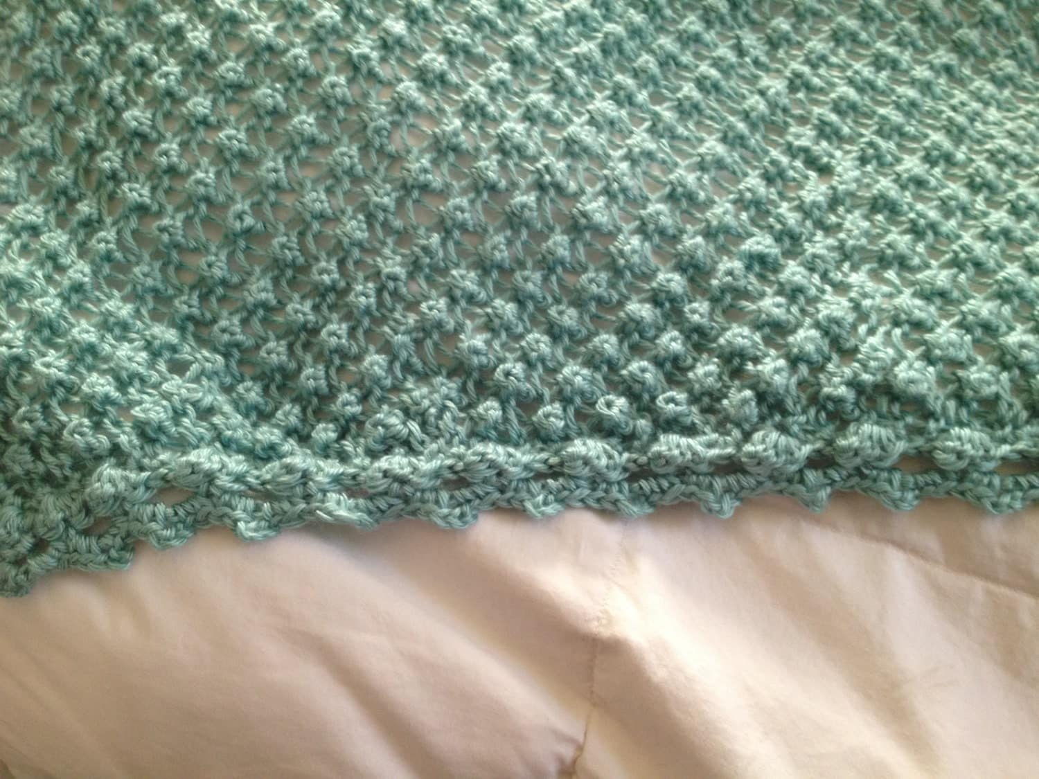 Hand Knit Baby Blanket in Popcorn stitch pattern with