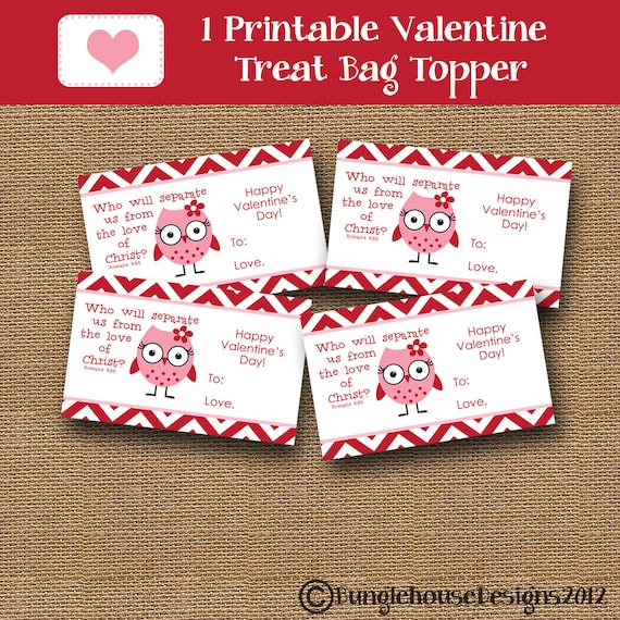 Owl Valentine Treat Bag Topper for Kids Treat Label DIY