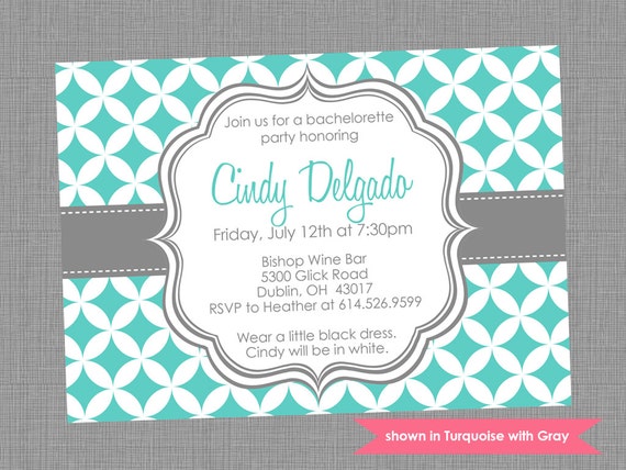 Printable Bachelorette Party Invitation - Bachelorette Themed Pixie Invite - Colors and Text Customizable Il_570xn