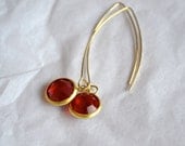 Vintage Siam Red Swarovski Gold Framed Stone Earring