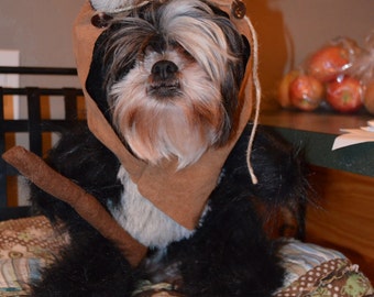 Hood/Fur Dog Halloween Costume Black Longer Fur Size Small/Medium/Large