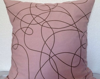 Set of 2 Pillow Covers 18x18 inch-Free Shipping - Pink and Brown Squiggle