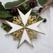 Vintage Corocraft White Enamel Maltese Cross Brooch