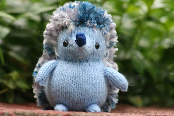 Miniature Blue Knitted Hedgehog Doll Tiny by ...