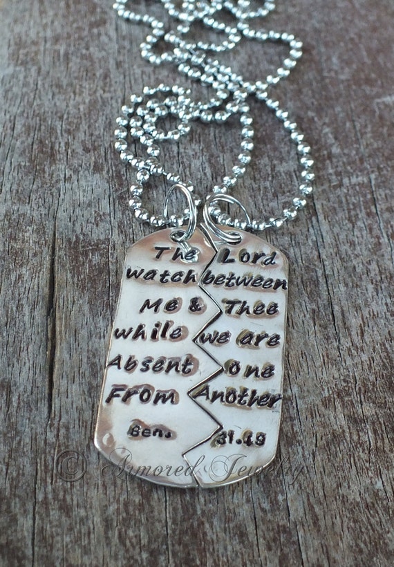 Bible Verse Split Dog Tag Genesis 3149 Deployment Jewelry