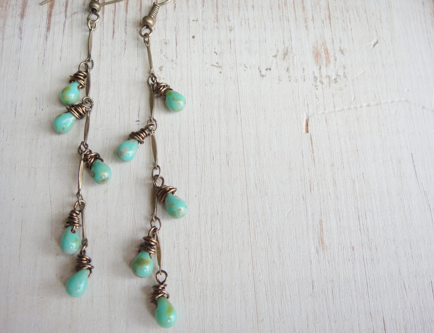 Turquoise Teardrop Long Chain Earrings Dangle Earring