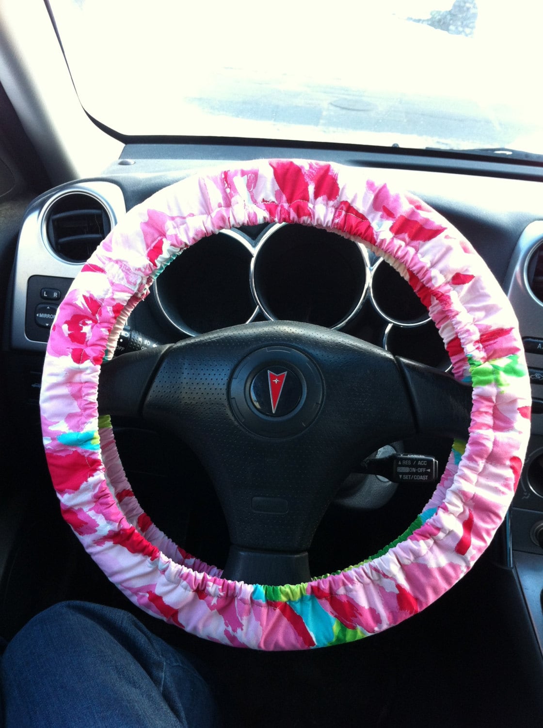 Padded Steering Wheel Cover made with Lilly Pulitzer fabric