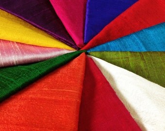 Raw Silk - Indian Dupioni Silk - Dupioni Silk Fat Quarters - Set of 12 Fat Quarters