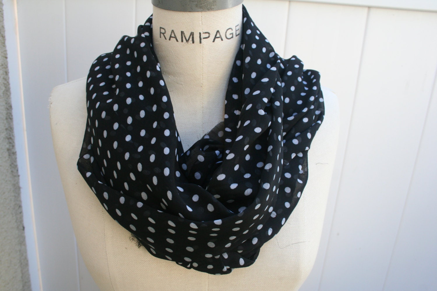 Black White Polka dot Scarf Women Scarves ScarfsWhite by PIYOYO