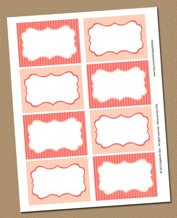 Items similar to INSTANT DOWNLOAD Coral Printable Labels, Buffet Cards ...