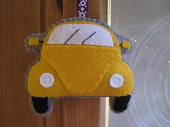 VW Beetle Plush Yellow Hanging Ornament Gift for by GracesFavours