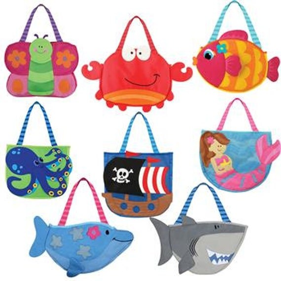 Kids beach bag with sand play set shark frog pirate butterfly with ...