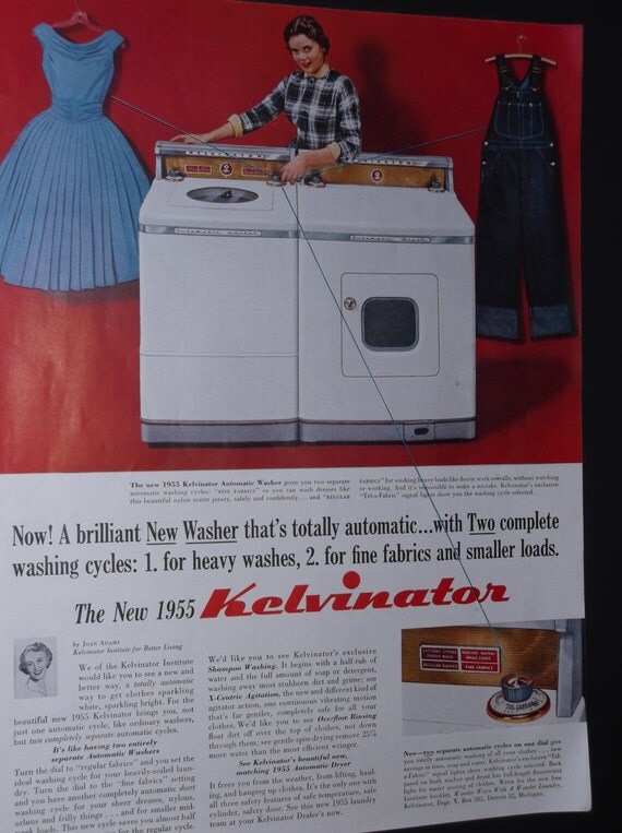 1955 KELVINATOR WASHING MACHINE Original Vintage Magazine