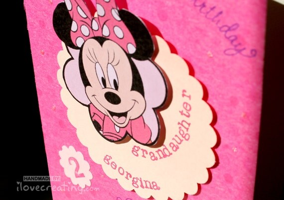 Minnie Mouse BIRTHDAY CARD Personalized for Kids Handmade