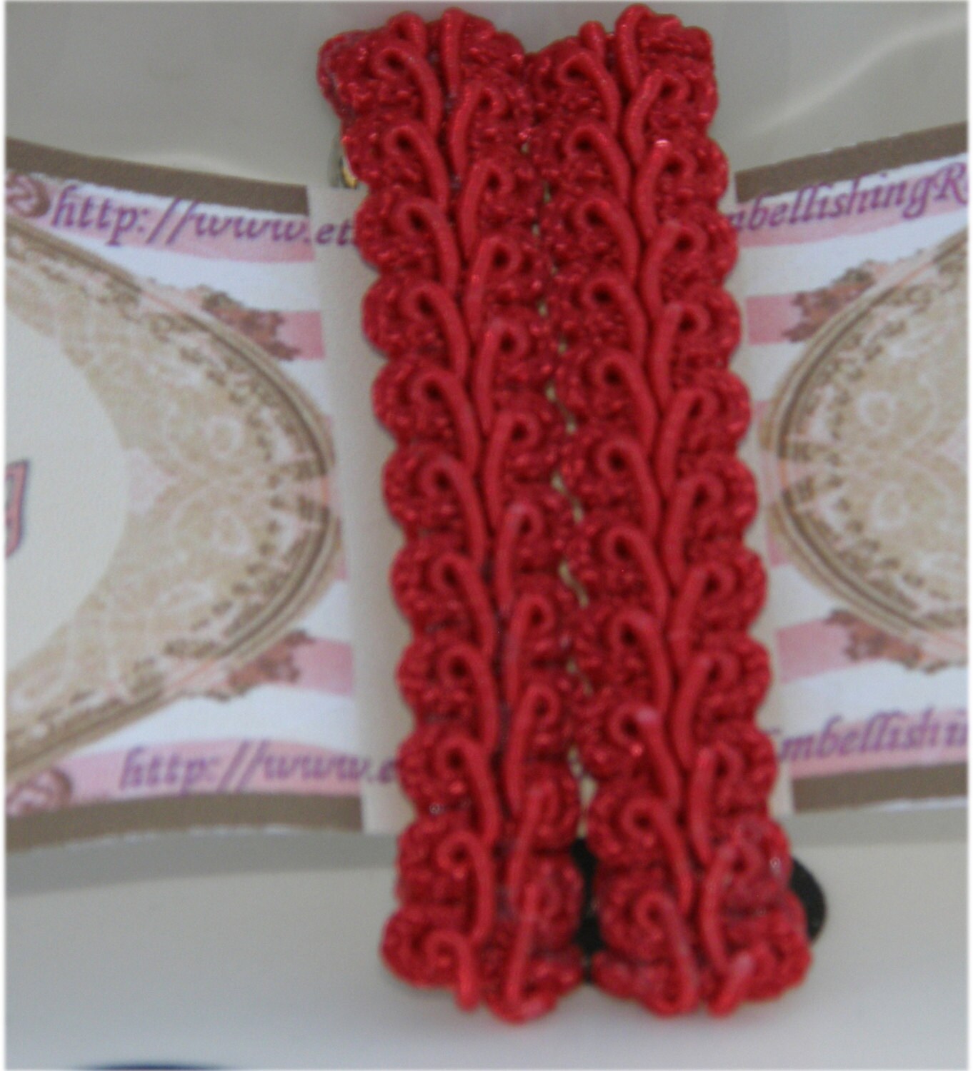 Red Rosette Charm Barrette