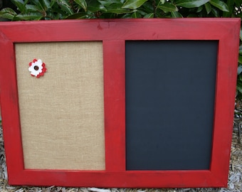 30x22" Red distressed Frame Chalk Board & Cork board