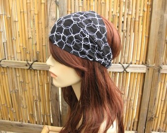 Embroidered Circles Womens Head Scarf Womens Headband Fabric Headband Womens Head Wrap Bandana Headscarf Hair Accessory Womens Gift for Her
