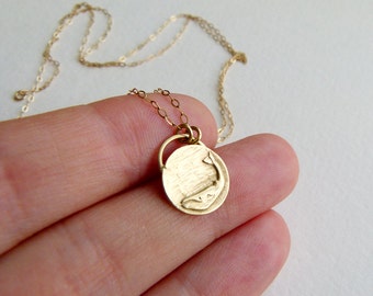 Gold Whale Necklace - Whale Pendant - Animal Charm - 14k Solid Gold