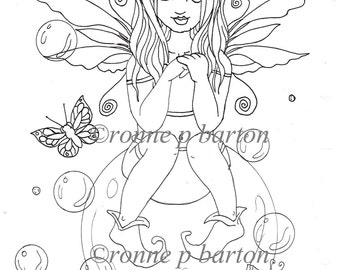 IMG018 INSTANT DOWNLOAD digital stamp digi big eye Fairy printable art ...