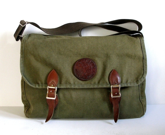 Vtg DULUTH PACK HD Bag Green Canvas Leather Day Messenger Bag