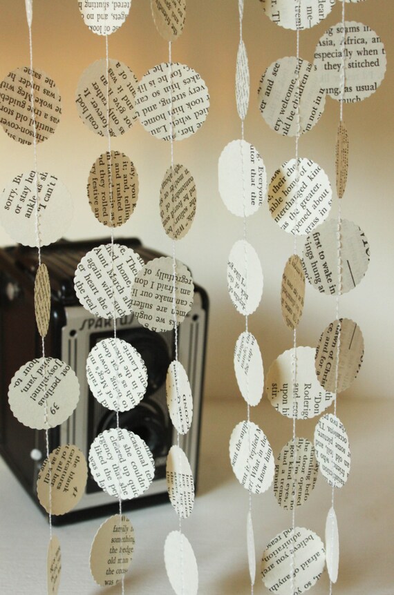 Book Page Garland Paper Garland Book Page by smileywileys on Etsy