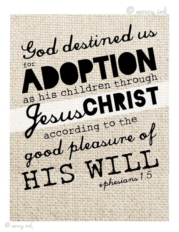 ADOPTION Scripture Print - Adoptive Child/Family Gift - Ephesians Bible Verse - Faith Art