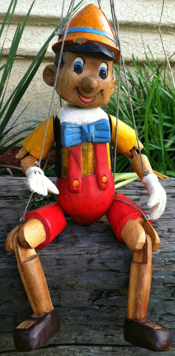 Marionette Vintage Wood Painted Pinocchio Disney by LuckyAttic