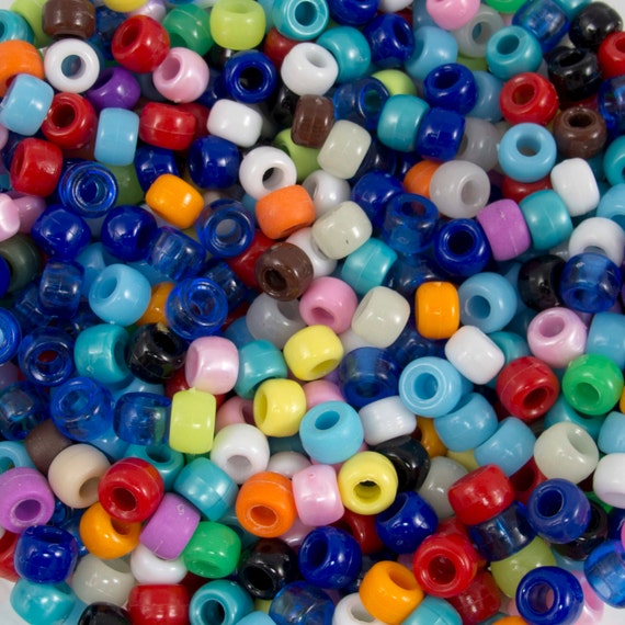 Assorted Pony Beads Plastic 9mm 700 Beads 142400