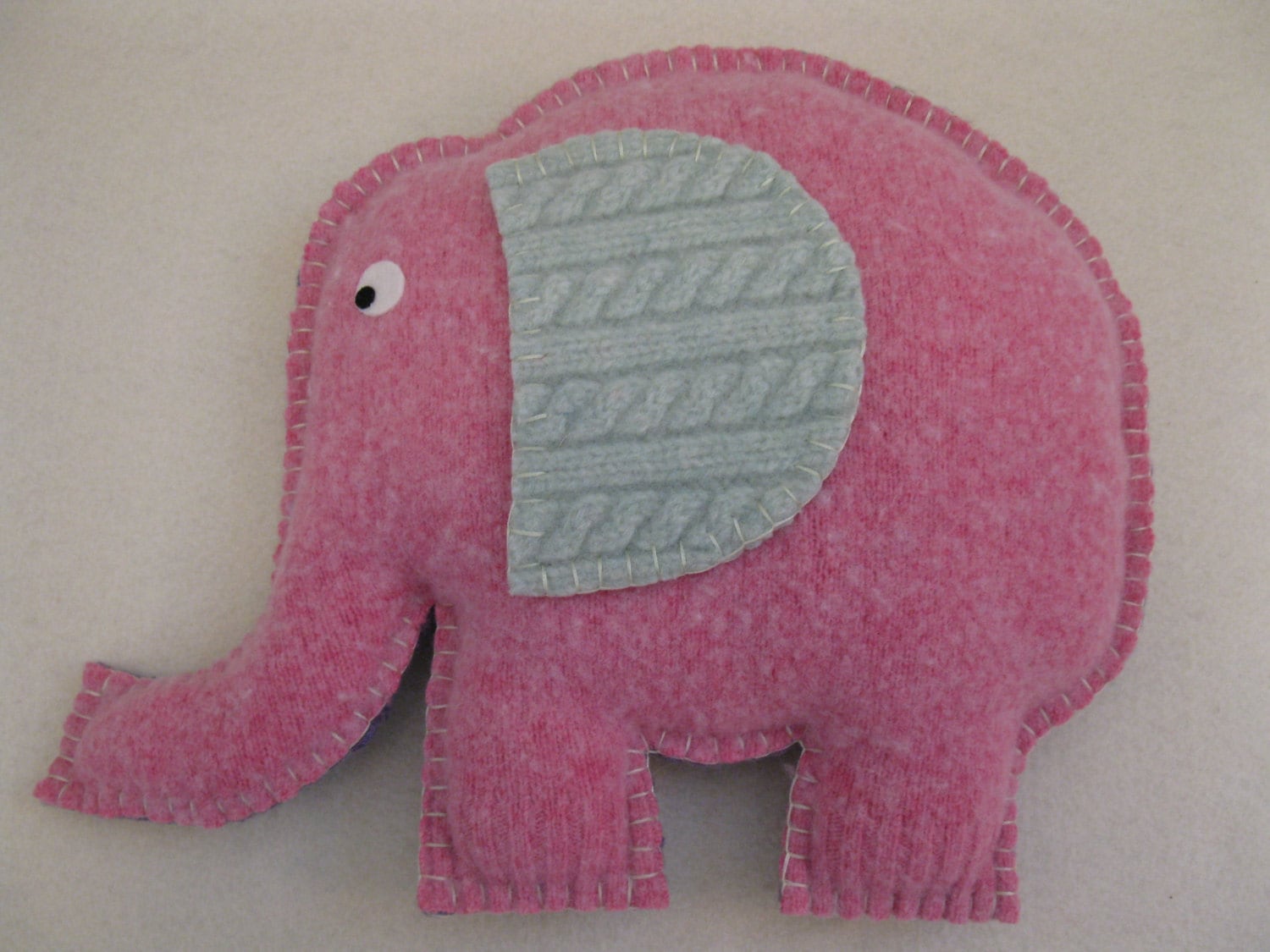 Felted Elephant Animal Pillow