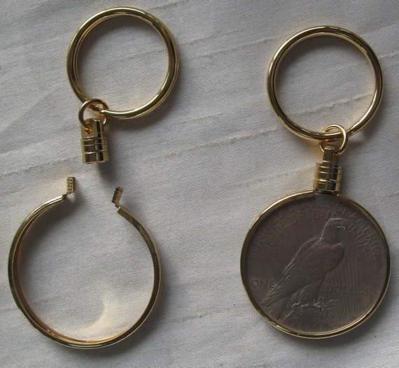 Items similar to Gold Colored Key Ring/Chain Holders for Silver Dollars