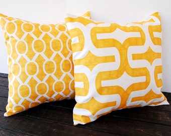 Throw pillow covers pair cushion covers mustard yellow pillow shams modern contemporary home decor