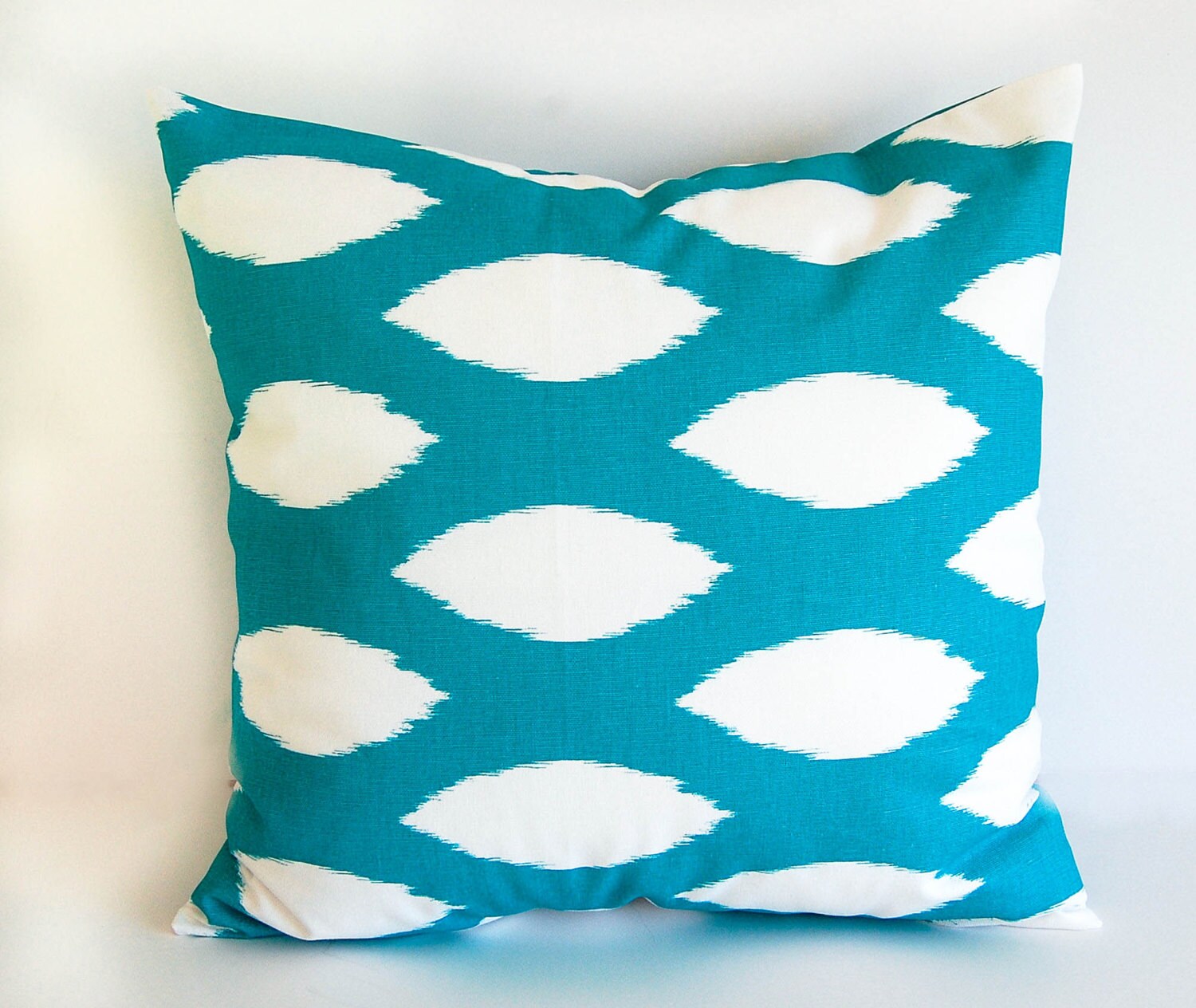 Throw pillow cover ONE turquoise Ikat turquoise pillow cover