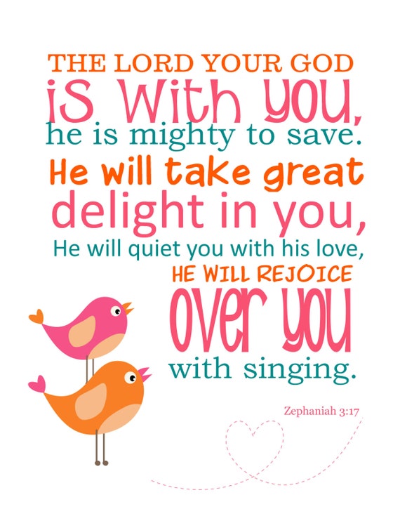 Bible Verse Print Zephaniah 3:17 Print