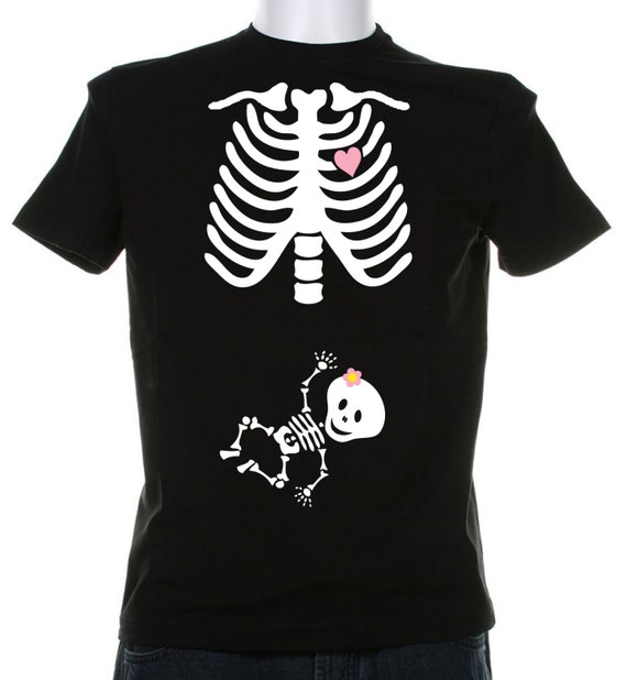Items similar to Halloween Skeleton Shirt, Halloween Costume Tshirt, For a GIRL Custom Pregnancy 
