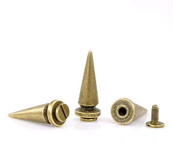 20 Antique Bronze Cone Rivet Stud Spikes 25mm x 10mm 1 inch