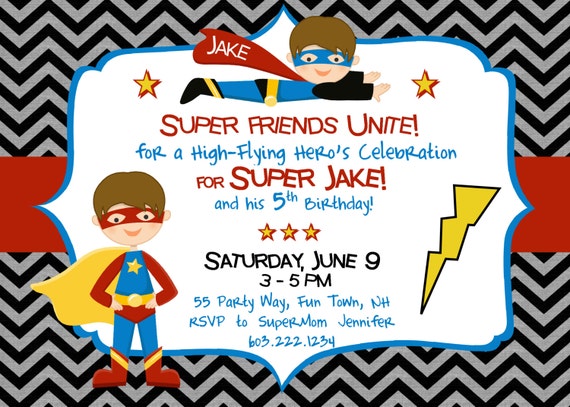 Items similar to Superhero Birthday Invitation Superhero ...