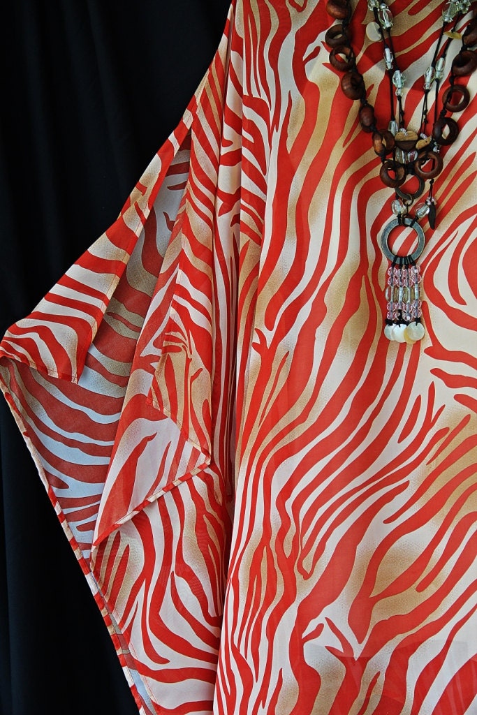 Burnt Orange Zebra Print Kaftan