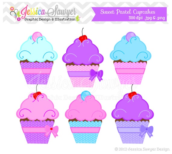 cupcake clip art - birthday clip art - commercial use - personal use - invitations - logo - printable - scrapbook INSTANT DOWNLOAD, Il_570xn