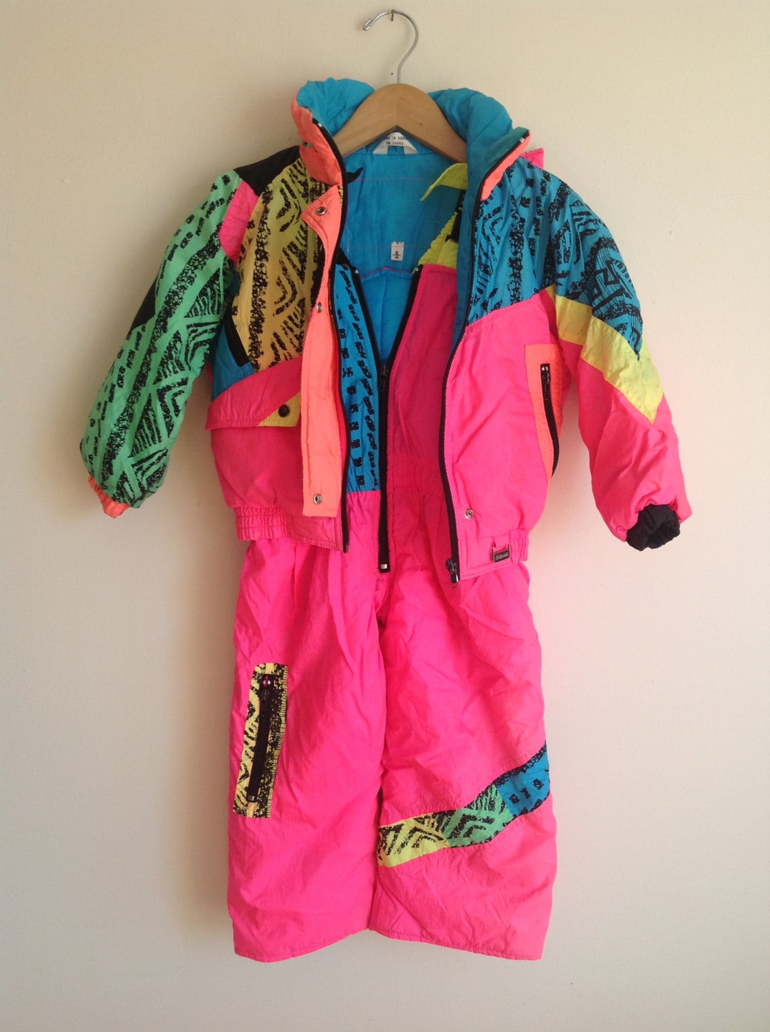 Vintage Neon 80s toddler snowsuit 2pc girls size 4