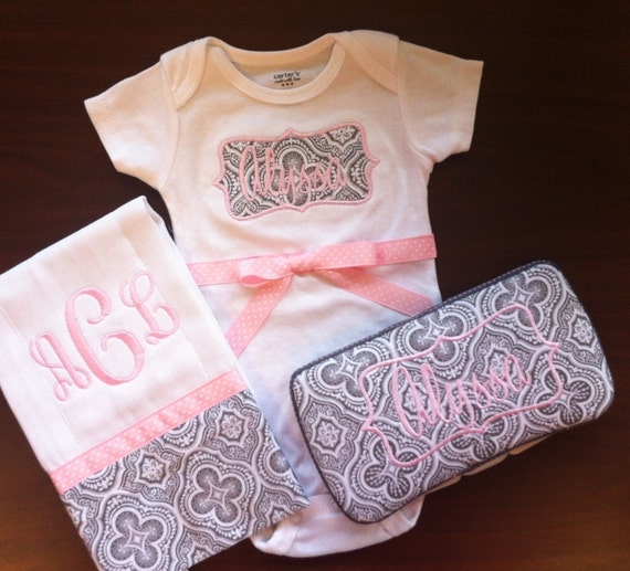 Items similar to Monogrammed Baby Gift Set (Includes monogrammed one