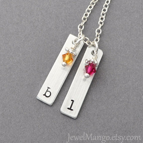 Personalized birth stone necklace Mother Necklace by JewelMango