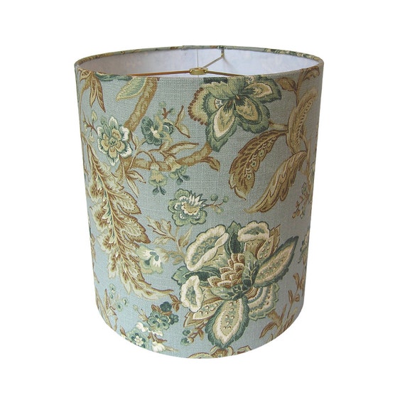 Sale Lamp Shade Drum Lampshade Teal Blue Floral
