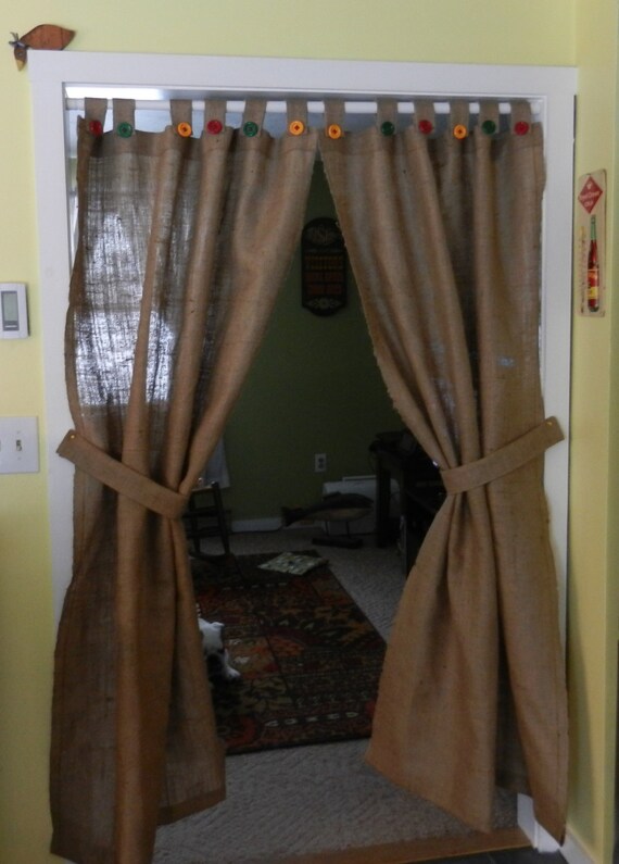 Burlap Tab Shower Curtain or Window Panels / 2