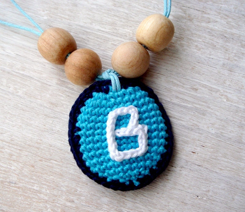 Nursing necklace Personalized Teething bead Initials Blue Mommy necklace Baby shower Mom jewelry Save Organic