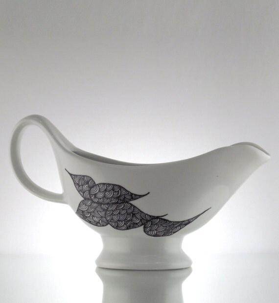 Items similar to Unique White Ceramic Gravy Boat With My Licorice Black