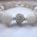 Snow Quartz and Grey Quartz Natural Gemstone Crystal Pave Disco Ball Bracelet, sparkle, gemstone jewelry, summer bracelet, summer jewelry